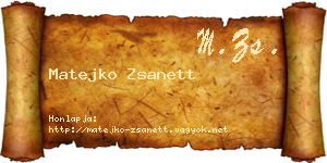 Matejko Zsanett névjegykártya